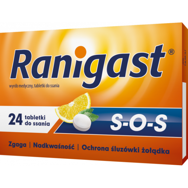 RANIGAST SOS smak cytrynowo-miętowy 24 tabletki do ssania