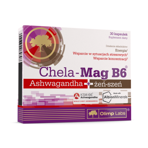 CHELA-MAG B6 ASHWAGANDHA+ŻEŃ-SZEŃ: 30 kapsułek