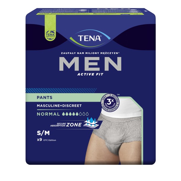 TENA Men Pants Normal Grey S/M x 9 szt.