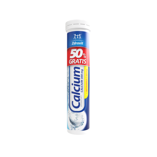 CALCIUM 300 mg + WITAMINA C: 60 mg 20 tabletek musujących