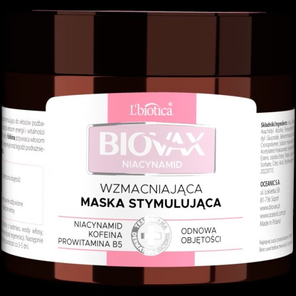 L'BIOTICA BIOVAX Niacynamid Wzmacniająca Maska stymulująca 250 ml