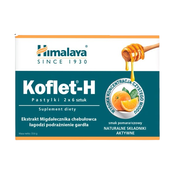 HIMALAYA KOFLET-H: Pastylki do ssania o smaku pomarańczowym, 2x6szt.