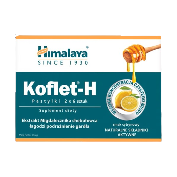 HIMALAYA KOFLET-H,: Pastylki do ssania: o smaku cytrynowym, 2x6szt.