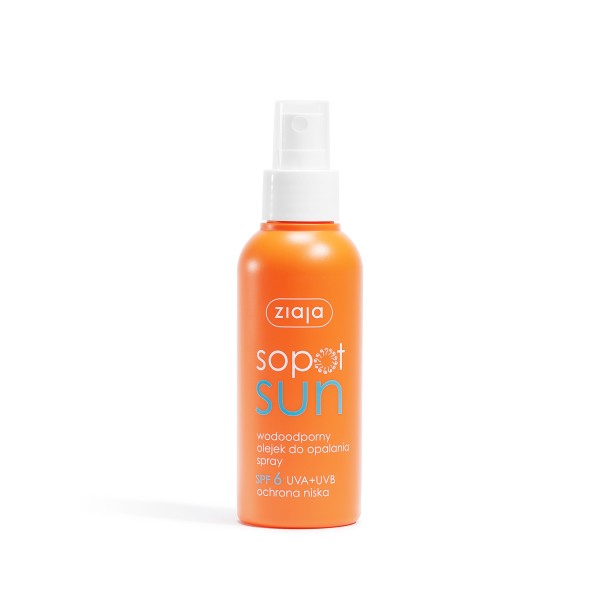 ZIAJA SOPOT SUN WODOODPORNY OLEJEK DO OPALANIA SPF 6 UVA + UVB 125 ml spray