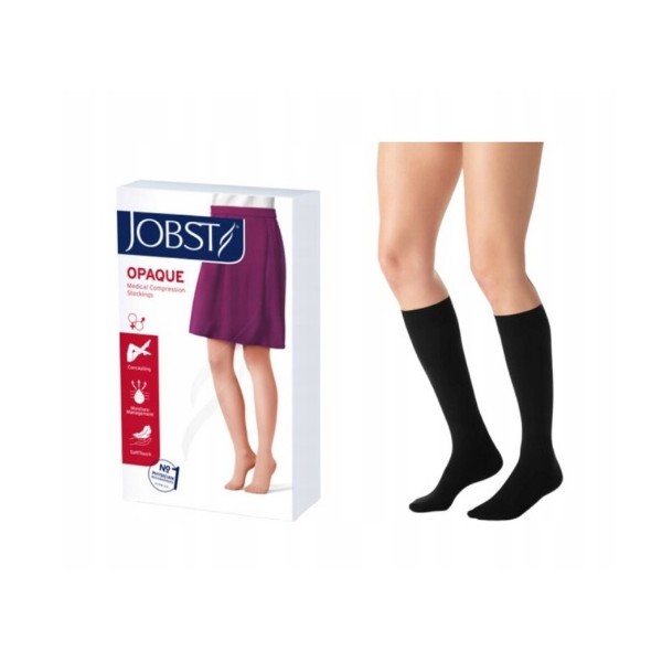 JOBST OPAQUE CCL1 PETIT BLACK ZP 2 podkolanówki uciskowe 1 para