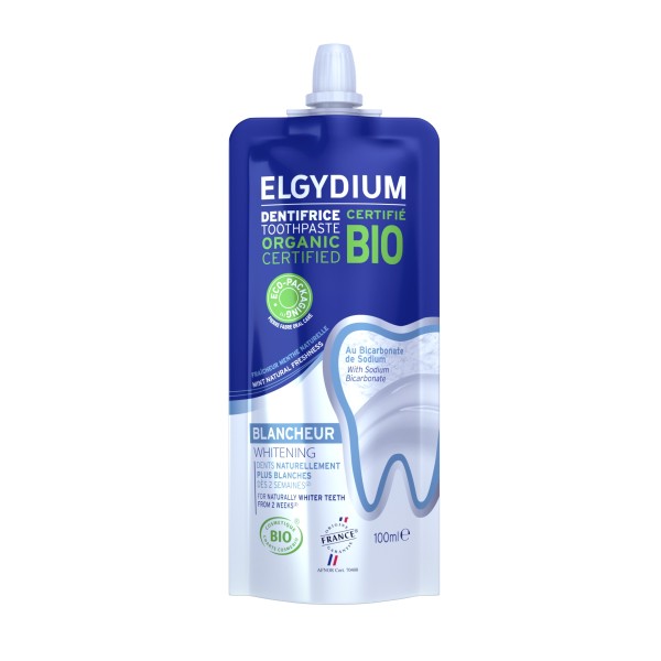 ELGYDIUM BIO WYBIELAJĄCA PASTA DO ZĘBÓW Z WODOROWĘGLANEM SODU doypack 100 ml