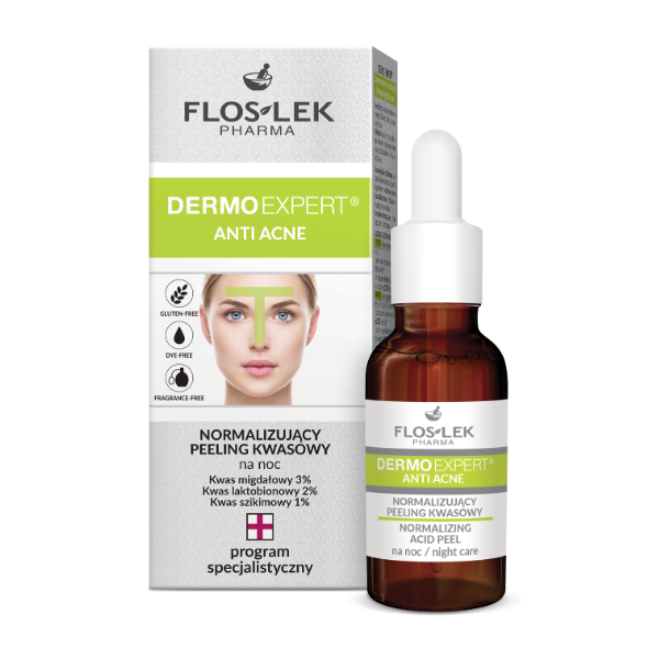 FLOSLEK DERMO EXPERT® ANTI ACNE Normalizujący peeling kwasowy na noc 30 ml