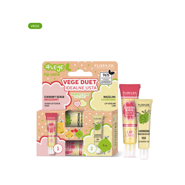 FLOSLEK vege lip care VEGE DUET Idealne usta (Cukrowy scrub + wazelinka)