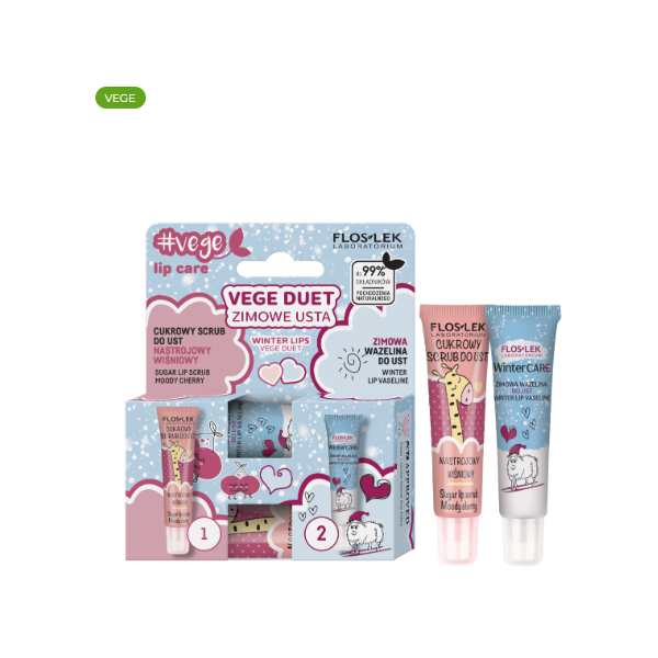 FLOSLEK vege lip care VEGE DUET Zimowe Usta (Cukrowy scrub + wazelinka)