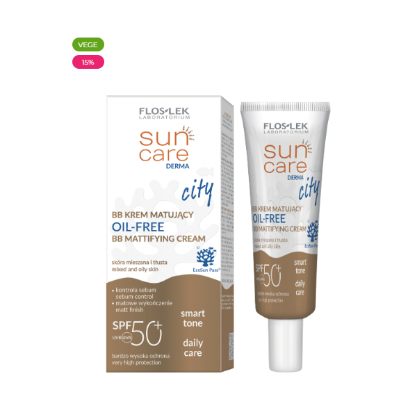 FLOSLEK SUN CARE Derma CITY BB Oil-Free Krem matujący SPF 50+ 30 ml