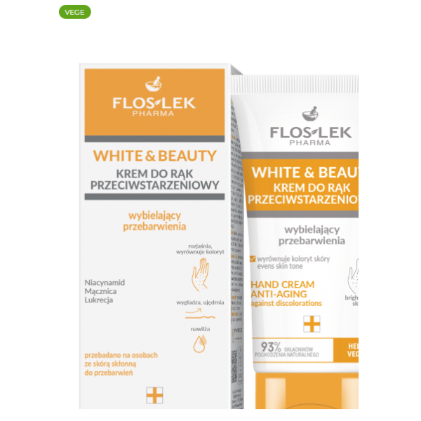 FLOSLEK WHITE & BEAUTY Krem do rąk przeciwstarzeniowy wybielający przebarwienia 45 ml