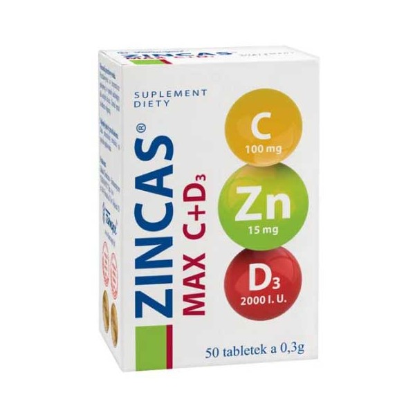 ZINCAS MAX C + D3 50 tabletek