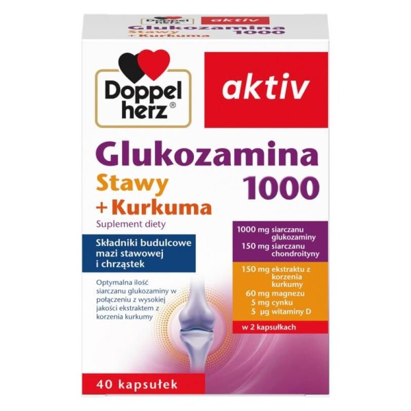 DOPPELHERZ AKTIV GLUKOZAMINA 1000 STAWY + KURKUMA 40 kapsułek