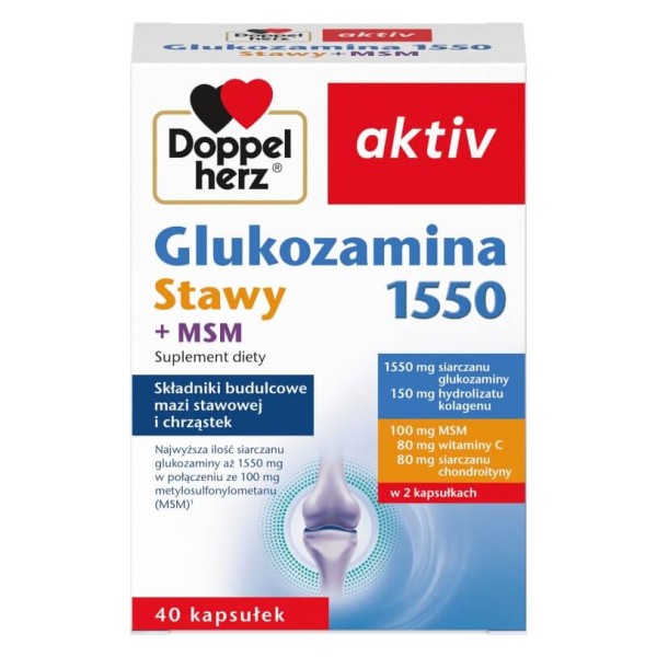 DOPPELHERZ AKTIV GLUKOZAMINA 1550 STAWY + MSM 40 kapsułek