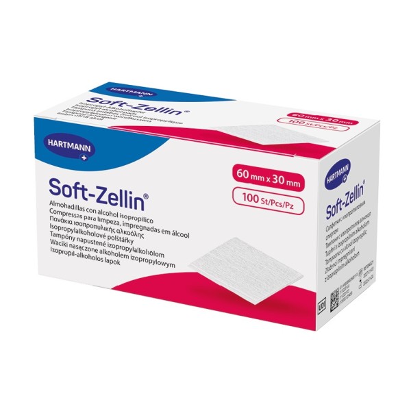 SOFT-ZELLIN KOMPRES WŁÓKNINOWY NASĄCZONY ALKOHOLEM 60 x 30 mm 100 sztuk