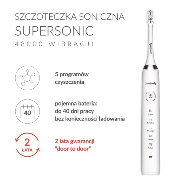 SZCZOTECZKA SONICZNA SUPERSONIC CONTROLY biała