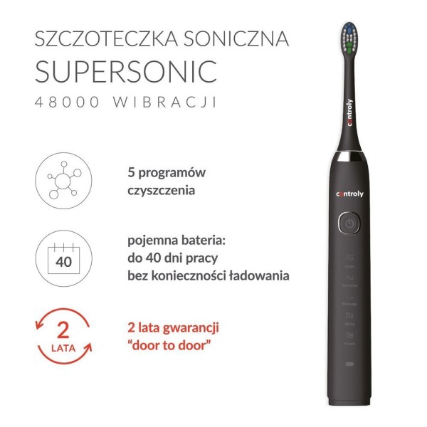 SZCZOTECZKA SONICZNA SUPOERSONIC CONTROLY czarna