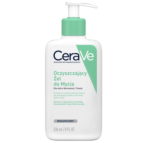 CERAVE OCZYSZCZAJĄCY ŻEL DO MYCIA DLA SKÓRY NORMALNEJ I TŁUSTEJ 236 ml