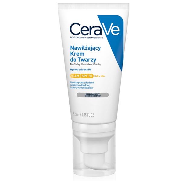 CERAVE NAWILŻAJĄCY KREM DO TWARZY SPF 50 DLA SKÓRY NORMALNEJ I SUCHEJ 52 ml