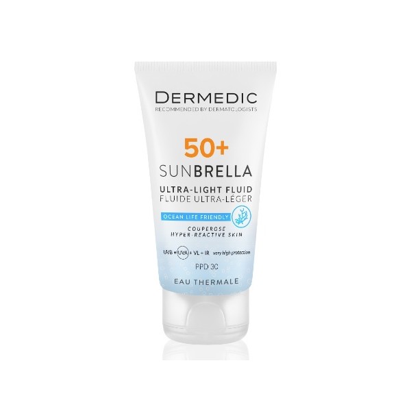 DERMEDIC SUNBRELLA ULTRALEKKI KREM OCHRONNY SPF 50+ DLA SKÓRY NACZYNIOWEJ I NADREAKTYWNEJ 40 ml