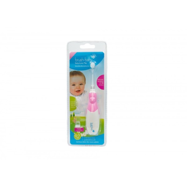 BRUSH-BABY BabySonic Pro szczoteczka soniczna dla dzieci w wieku 0-3 lat RÓŻOWA