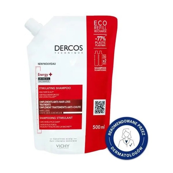 VICHY DERCOS Energy+ szampon wzmacniający włosy REFILL 500ml