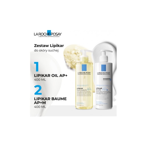 LA ROCHE  Lipikar AP+ olejek myjący 400 ml + Lipikar baume AP+M 400 ml