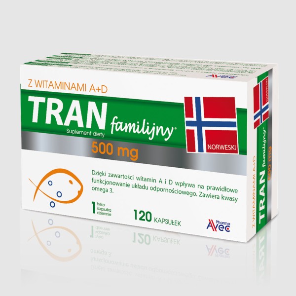 TRAN FAMILIJNY A+D 500 mg 120 kapsułek