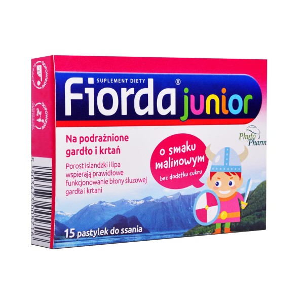 FIORDA JUNIOR SMAK MALINOWY 15 pastylek