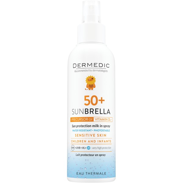 DERMEDIC SUNBRELLA  MLECZKO OCHRONNE W SPRAYU SPF 50+, VL, IR OD 6. MIESIĄCA ŻYCIA 150 ml