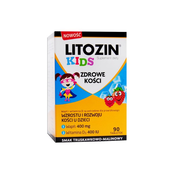 LITOZIN KIDS SMAK TRUSKAWKOWO -MALINOWY 90 tabletek