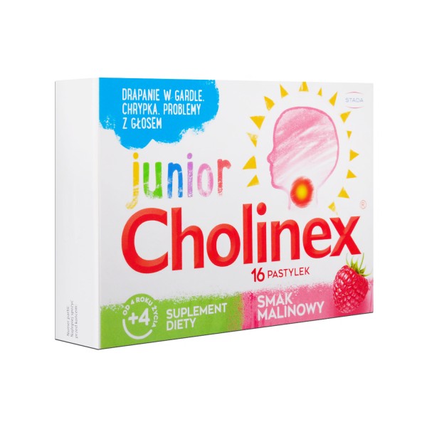 CHOLINEX JUNIOR O SMAKU MALINOWYM 16 pastylek