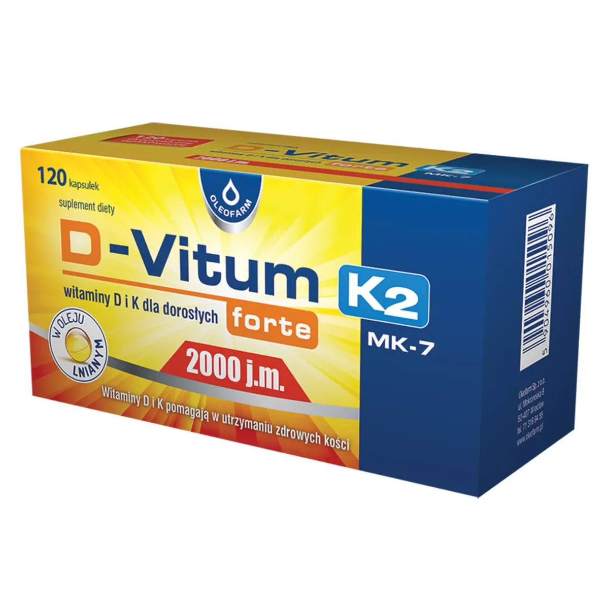 D-VITUM FORTE 2000 j.m. K2 MK-7 120 kapsułek