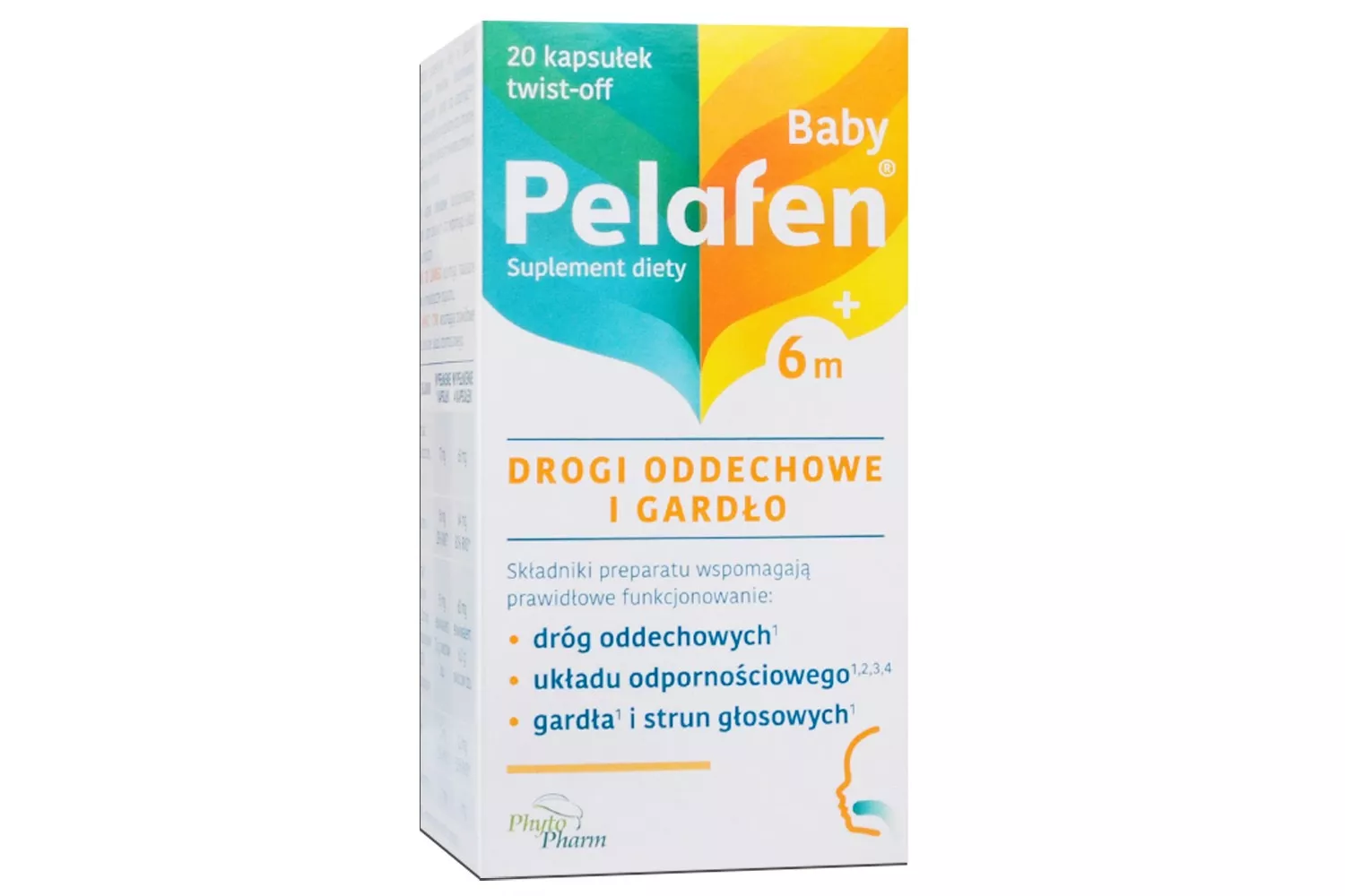 PELAFEN BABY 6 m+ DROGI ODDECHOWE I GARDŁO 20 kapsułek twist-off
