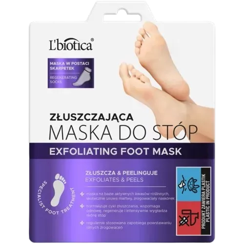 L'BIOTICA ZŁUSZCZAJĄCA MASKA DO STÓP W POSTACI SKARPETEK 1 para (32 ml)