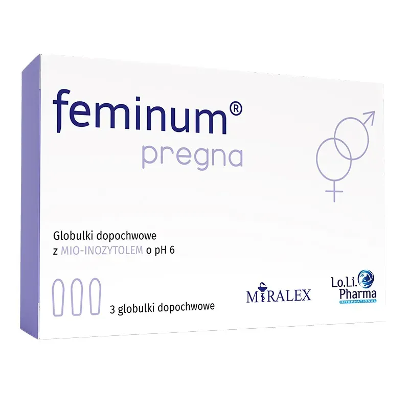 FEMINUM PREGNA GLOBULKI DOPOCHWOWE Z MIO-INOZYTOLEM O PH 6 3 sztuki