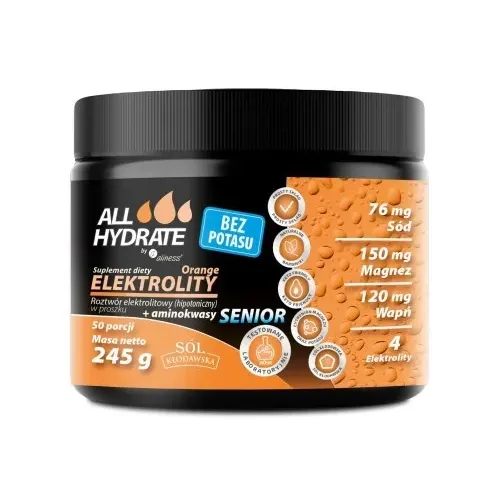 ALLHYDRATE ELEKTROLITY SENIOR ORANGE + AMINOKWASY 300g, 50 porcji