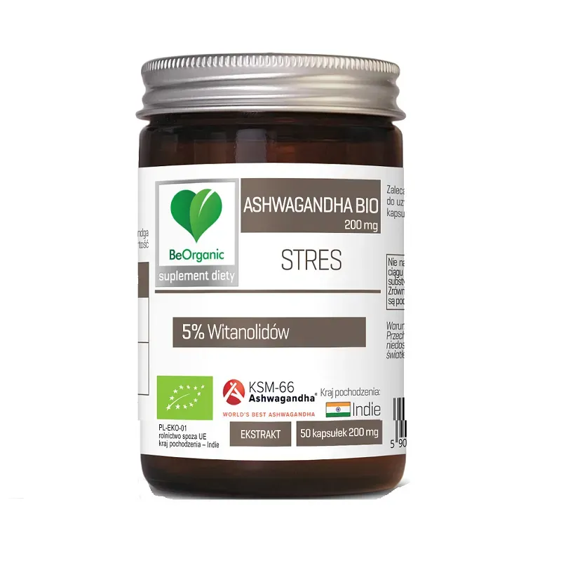 BEORGANIC ASHWAGANDA KSM-66 5% BIO 200mg 50 kapsułek