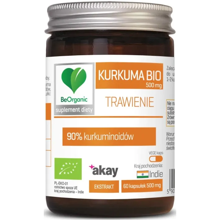 BEORGANIC KURKUMA BIO 90% 500mg x 50 kapsułek