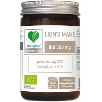 BEORGANIC LION'S MANE BIO ekstrakt 30/20 500mg x 50 kapsułek