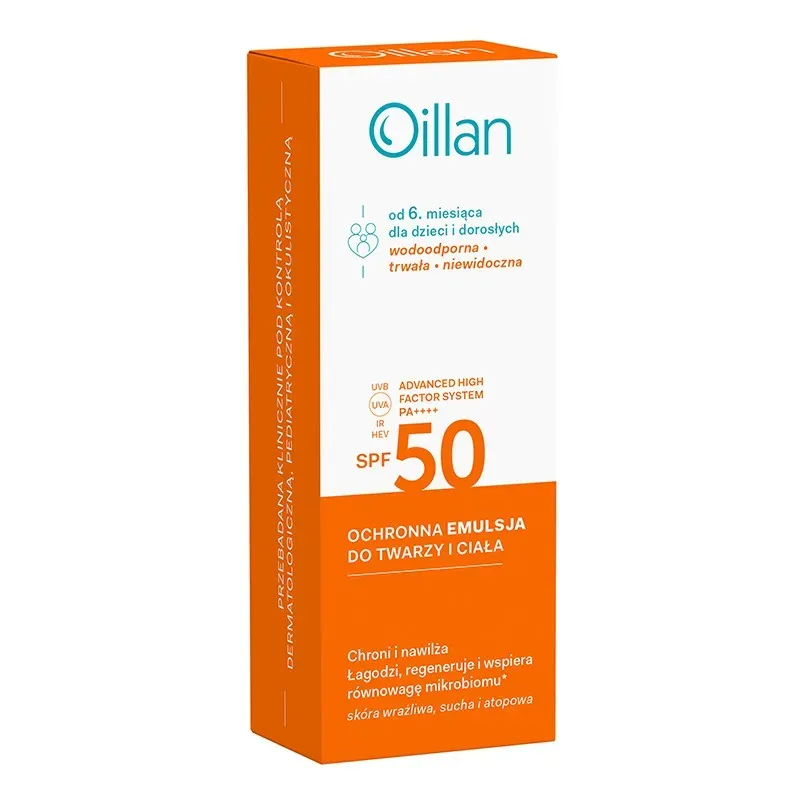 OILLAN SUN OCHRONNA EMULSJA PRZECIWSŁONECZNA DO TWARZY I CIAŁA SPF 50 100 ml
