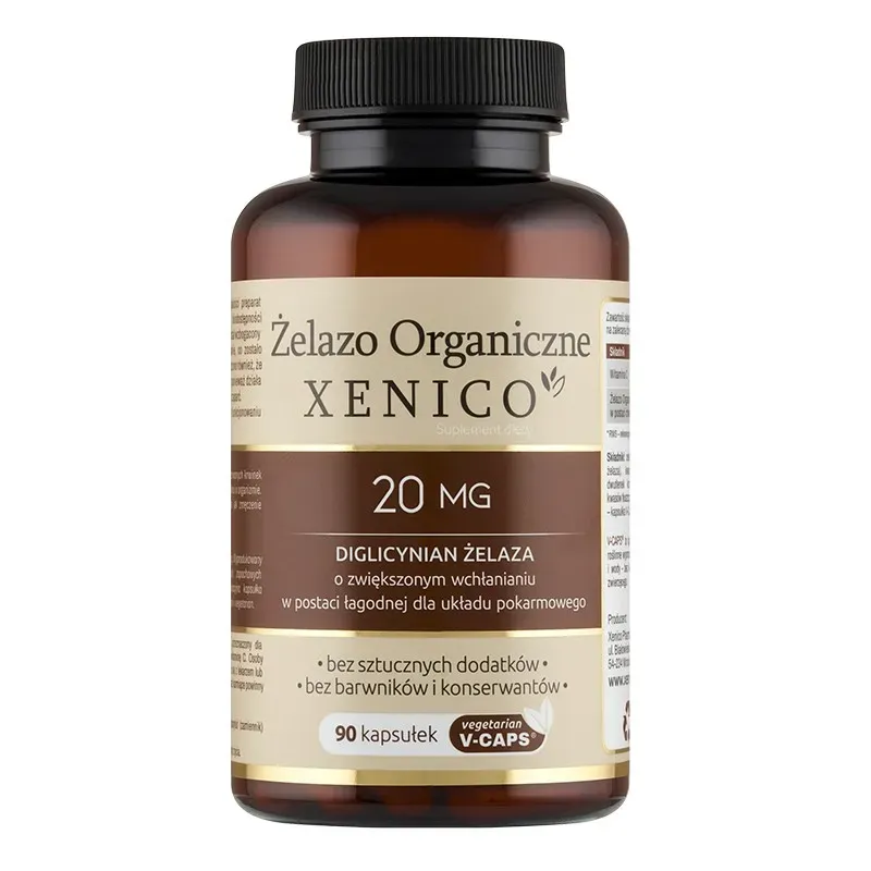 ŻELAZO ORGANICZNE XENICO 20 mg 90 kapsułek