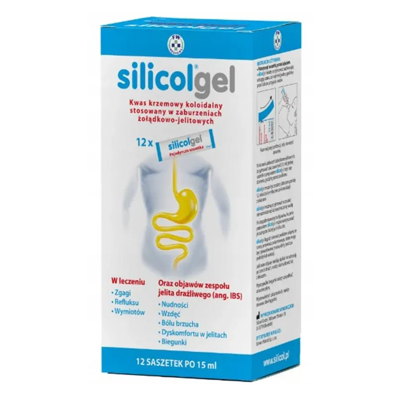 SILICOLGEL ŻEL NA ZABURZENIA ŻOŁĄDKOWO-JELTOWE, IBS 12 saszetek x 15 ml