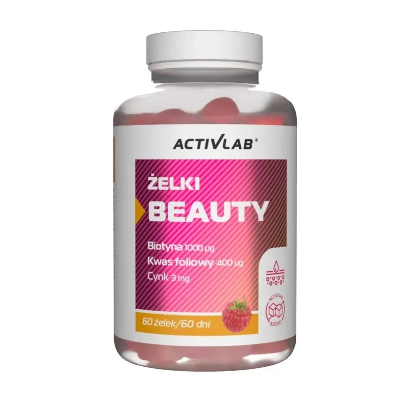Żelki BEAUTY 60 żelek malina biotyna cynk kwas foliowy