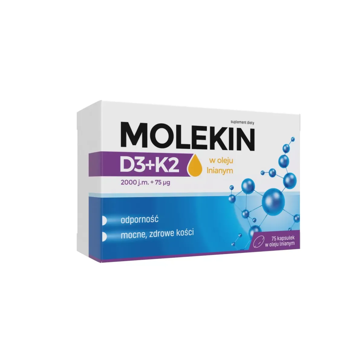 MOLEKIN D3+K2 W OLEJU LNIANYM 75 kapsułek
