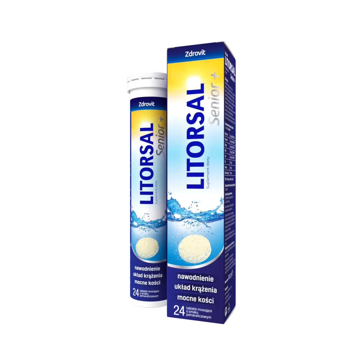 LITORSAL SENIOR+ 24 tabletki musujące o smaku pomarańczowym