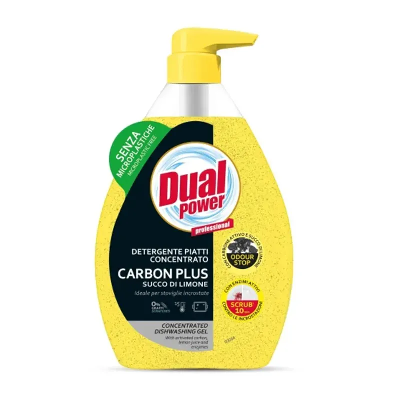 DUAL POWER AKTYWNY WĘGIEL I CYTRYNA (CARBON PLUS LIMONE) PŁYN DO MYCIA NACZYŃ - KONCENTRAT 600 ml