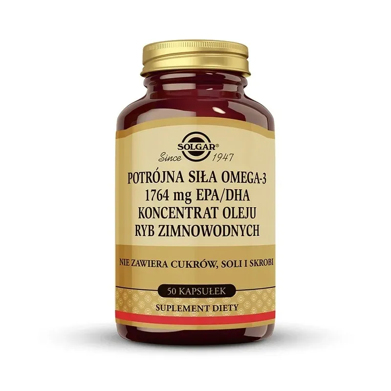 SOLGAR POTRÓJNA SIŁA OMEGA-3 1764 mg EPA/DHA KONCENTRAT OLEJU RYB ZIMNOWODNYCH 50 kapsułek