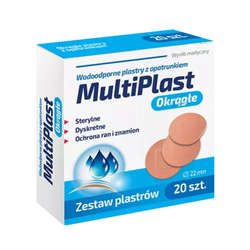 MULTIPLAST WODOODPORNE PLASTRY Z OPATRUNKIEM OKRĄGŁE 20 SZT.