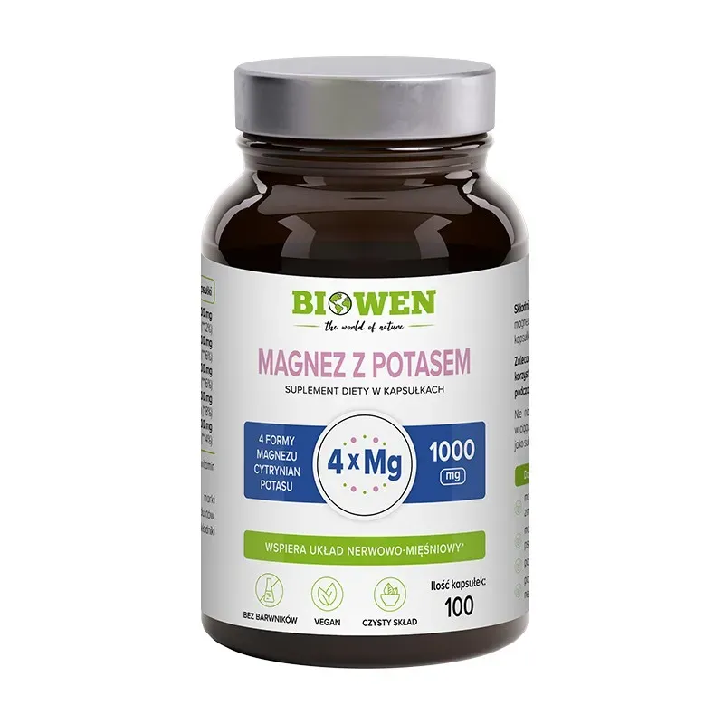 BIOWEN MAGNEZ 4X Z POTASEM 100 kapsułek